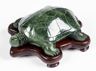Chinese Spinach Jade Figural Turtle