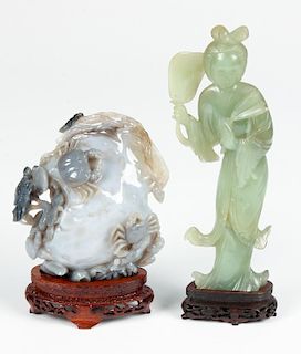 2 Chinese Glass Sculptures
