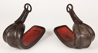 Pair Edo Period Japanese Silver Inlaid Iron Abumi Stirrups