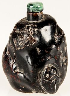Chinese Carved Amber or Resin Snuff Bottle