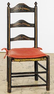 Antique Southern Paint Decorated Split Reed Chair