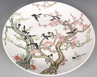 Chinese Blossom and Bird Porcelain Charger