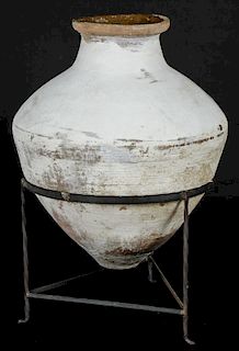 Large Clay Amphora on Stand
