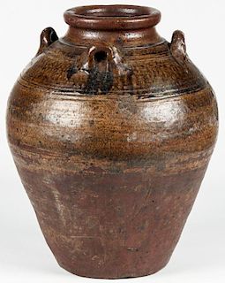 Antique Thai Glazed Earthenware Storage Jar