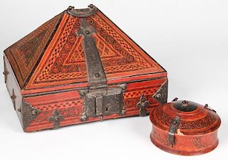 2 Lacquer Dowry Boxes