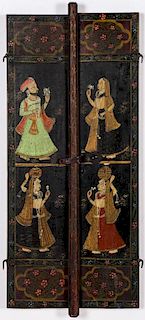 Fine Vintage Indian Paint Decorated Shutter