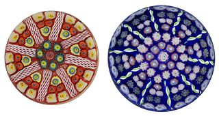 ASSORTED SCOTTISH SPOKE MILLEFIORI PAPERWEIGHTS, LOT OF TWO,