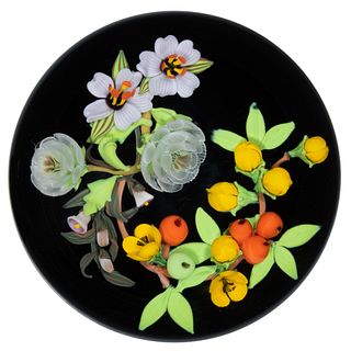 MAYAUEL WARD (AMERICAN, B. 1956) FRUIT AND FLORAL BOUQUET LAMPWORK PAPERWEIGHT,