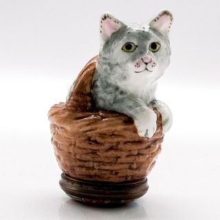 Halcyon Days Enamels Large Figural Bonbonniere Trinket Box Cat
