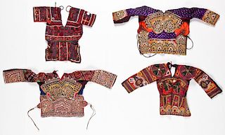 4 Old Indian Blouses/Choli w Embroidered Mirror Work