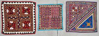 3 Embroidered Textiles with Mirror Work, Pakistan/India