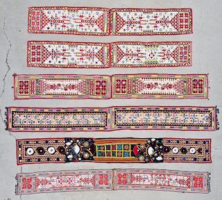 6 Old Finely Embroidered Textiles With Mirror Work