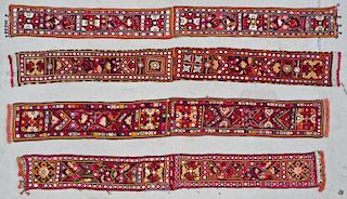 4 Old Finely Embroidered Textiles With Mirror Work