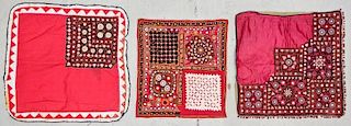 3 Old Textiles With Applique And Mirrorwork