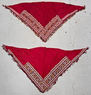 2 Old Silk Embroidered Turkmen Shawls