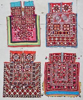 4 Old Finely Embroidered Fronts of Marriage Blouses