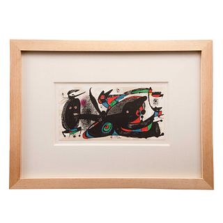 JOAN MIRÓ. Miró escultor, Gran Bretaña.  1975. Litografía sin número de tiraje. Firmada en plancha. Enmarcada