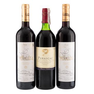 Lote de Vinos Tintos de España. a) Peñalosa. b) Peñascal. En presentaciones de 750 ml. Total de piezas: 3.