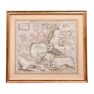 BD - Lotter, Tobias Conrado. Mappa Geographica Regionem Mexicanam et Floridam. Terrasque Adjacentes, ut et Anteriores Ameri...