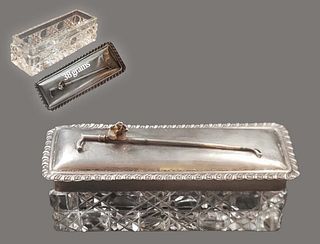 19th C. Levi & Salaman Silver & Crystal Snuff Box