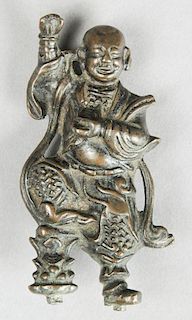Bronze Chinese Statue of Monk, circa 1700-1750