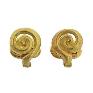 18k Gold Heart Swirl Earrings 
