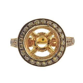 18k Gold Fancy Diamond Engagement Ring Mounting
