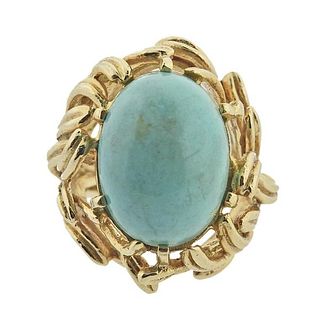 1960s 14k Gold Turquoise Cocktail Ring