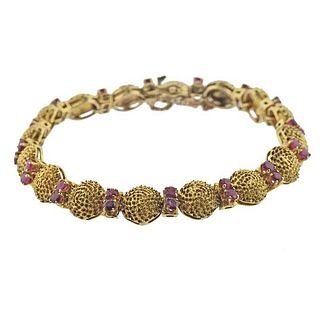 1960s 14k Gold Ruby Bracelet