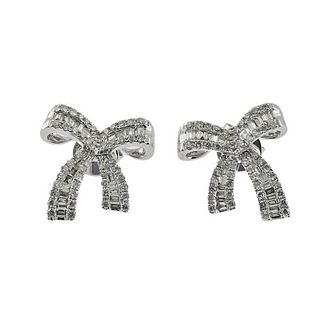 18k Gold Diamond Bow Stud Earrings