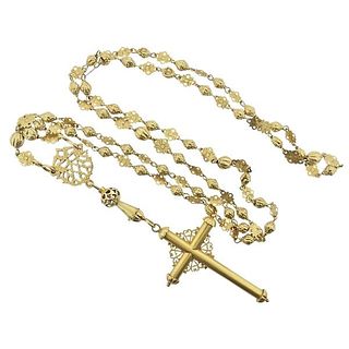 Antique 21k Gold Rosary Bead Necklace