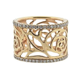 18k Rose Gold Diamond Wide Band Ring