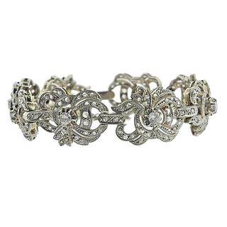 Midcentury Gold Silver Diamond Bracelet