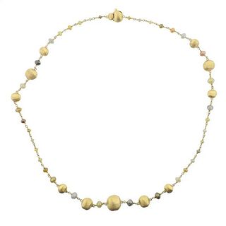 Marco Bicego Africa 18 Gold Diamond Ball Station Necklace
