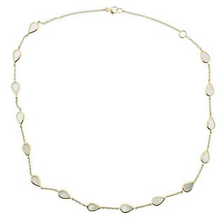 18k Gold Mother of Pearl Station Necklace