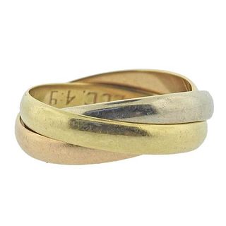 Vintage Cartier Trinity 18k Tri Color Gold Rolling Band Ring