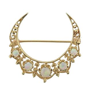 Antique 14k Gold Opal Brooch Pendant