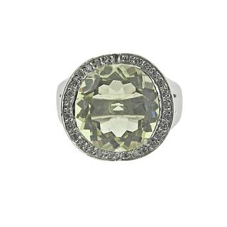 14k Gold Lemon Citrine Diamond Ring