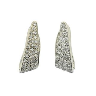 14k Gold Diamond Inside Out Triangle Huggie Earrings