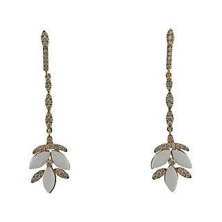 18k Gold Diamond Ceramic Drop Earrings