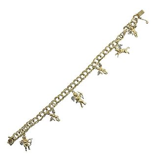 14k Gold Diamond Cherub Charm Bracelet