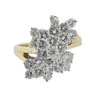 14k Gold Diamond Cluster Ring