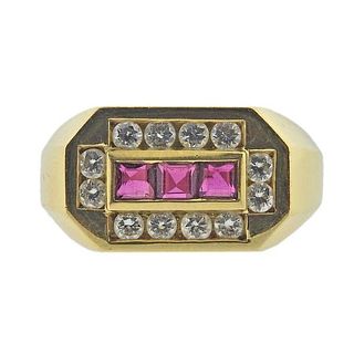 18k Gold Diamond Ruby Ring