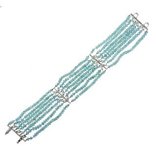 Cathy Waterman Platinum Diamond Aquamarine Bracelet