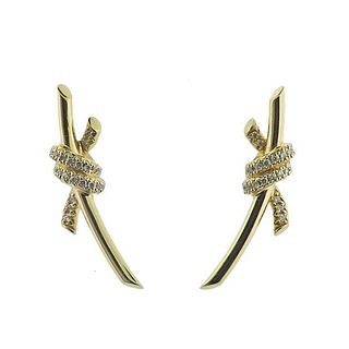 Tiffany &amp; Co 18k Gold Diamond Knot Earrings