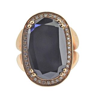 18k Rose Gold Diamond Hematite Cocktail Ring