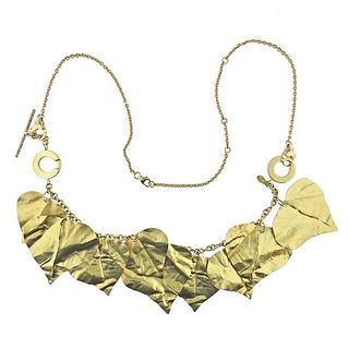 H. Stern 18k Gold Diamond Leaf Motif Necklace Bracelet