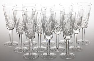 WATERFORD LISMORE CUT CRYSTAL CHAMPAGNE FLUTES, LOT OF 12, 