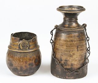 2 Antique Bronze Vessels, Nepal 19th c.