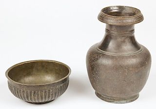 2 19th C. Bronze Vessels, Nepal